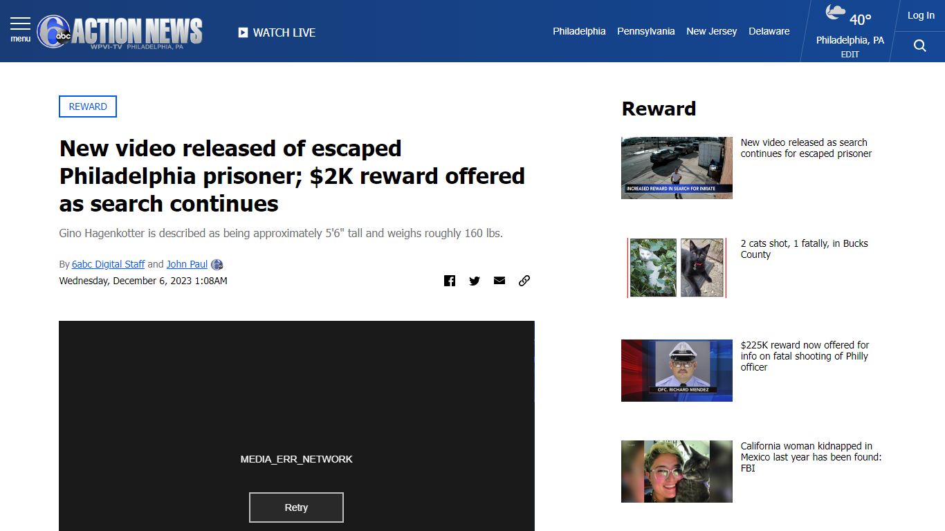 Escaped prisoner Philadelphia: New video released of Gino Hagenkotter ...